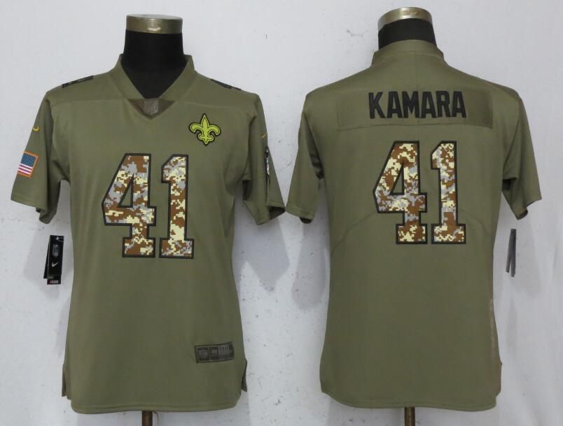 Women New Orleans Saints #41 Kamara Olive Camo Carson Nike Salute to Service Player NFL Jerseys